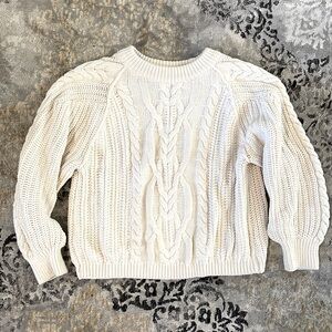 Free People Cotton Cable Knit Sweater